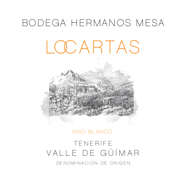 Etiqueta Vino Locartas blanco seco de Bodega Hermanos Mesa